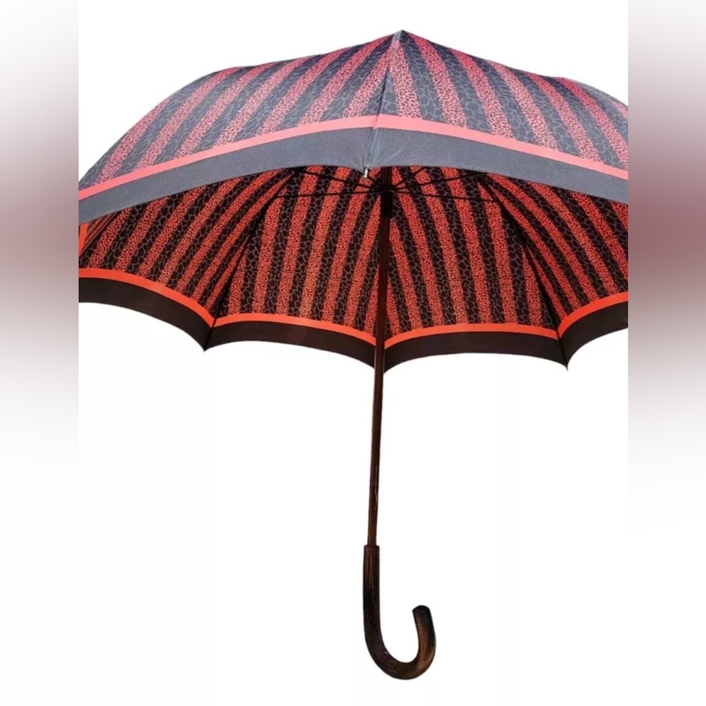 SALE! CHRISTIAN DIOR Rare Vintage Trotter Wooden Handle Umbrella EUC